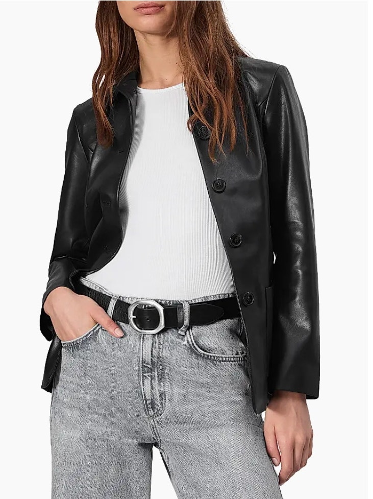Rag & Bone Drew Faux Leather Black Blazer Size 10 Nwt Slim Fit Front Pockets